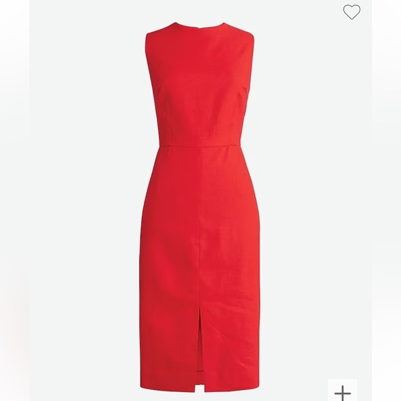 J. Crew Palermo Vintage Red High-neck sheath dress stretch linen Size 6Tall NEW - Picture 1 of 15